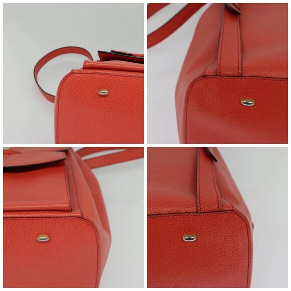 CELINE Backpack Leather Orange Gold Auth - Picture 16 of 16